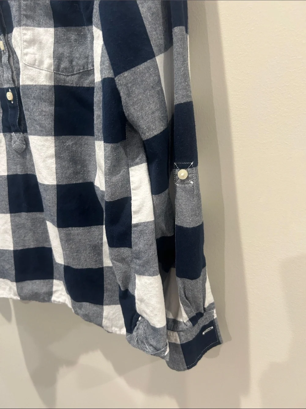 Tommy Hilfiger Navy and White Plaid Button-Down Shirt